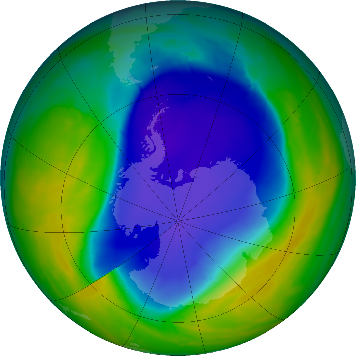 Antarctic ozone map for 22 October 2008